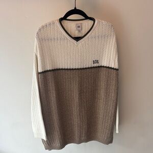 BDG V-Neck Sweater - Cream and Brown